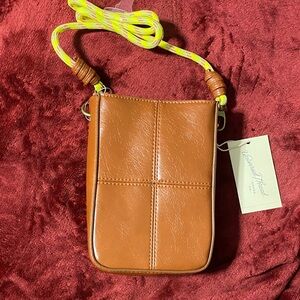 Universal Thread Brown Crossbody Bag with Bright Yellow Strap